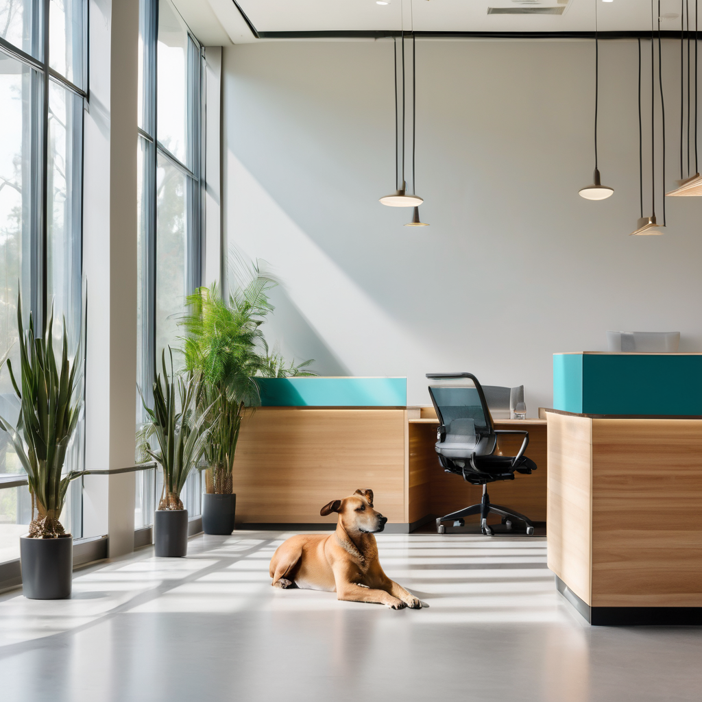 Clean modern pet care facility reception area with professional welcoming environment